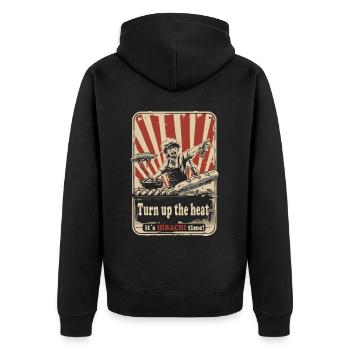 Hibachi Teppanyaki Bbq Japanische Küche - Unisex Premium Bio Zip Hoodie - Schwarz - Hinten - Nico (187cm)