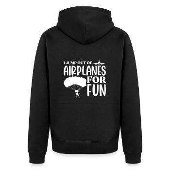 Skydive Skydiver Skydiving Parachute Gift - Unisex Premium Organic Zip Hoodie - black - Back - Nico (187cm)