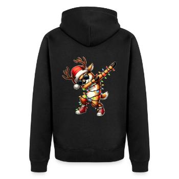 Polluting Reindeer Christmas Santa Claus Sun - Unisex Premium Organic Zip Hoodie - black - Back - Nico (187cm)