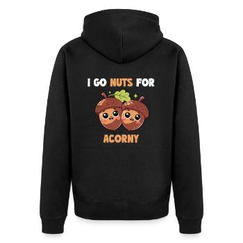 Ich Bin Verrückt nach Acorny - Herbst Outfit - Unisex Premium Bio Zip Hoodie - Schwarz - Hinten - Nico (187cm)