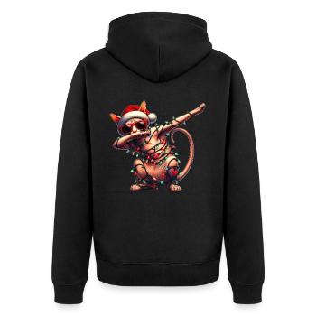 Tupfende Sphynx Katze Sonnenbrille Niedlich Weihna - Unisex Premium Bio Zip Hoodie - Schwarz - Hinten - Nico (187cm)