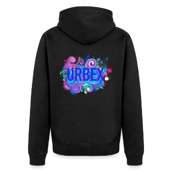 Urbex - Urban Explorer - Unisex Premium Bio Zip Hoodie - Schwarz - Hinten - Nico (187cm)