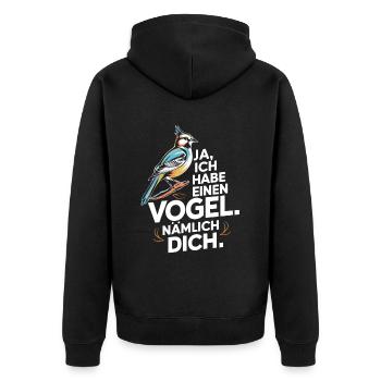 Ja ich habe einen Vogel nämlich dich - Unisex Premium Bio Zip Hoodie - Schwarz - Hinten - Nico (187cm)