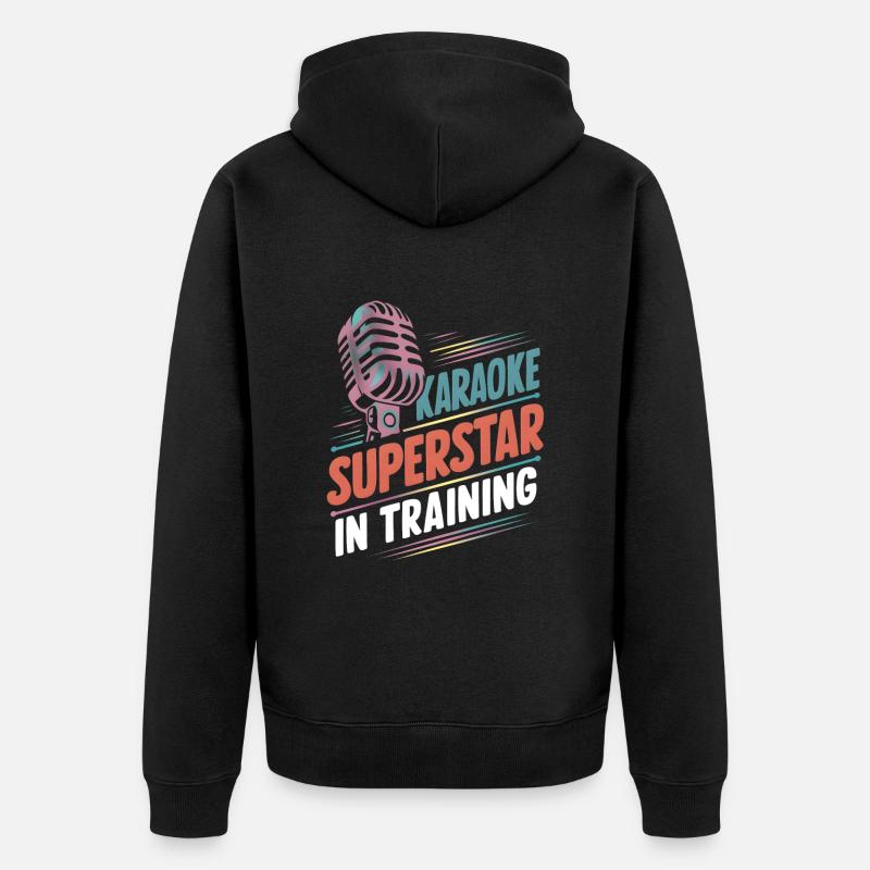 Karaoke-Superstar im Training - Unisex Premium Bio Zip Hoodie - Schwarz