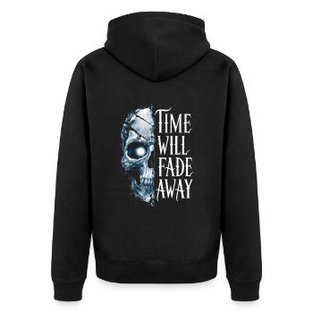 Skull time will fade away - Unisex Premium Organic Zip Hoodie - black - Back - Nico (187cm)