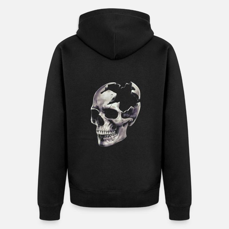 Zerstörter Schädel - Unisex Premium Bio Zip Hoodie - Schwarz
