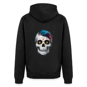 Le Jour des morts / Dia de los muertos / Crâne de sucre - Veste à capuche bio Premium Unisexe - noir - Dos - Nico (187cm)