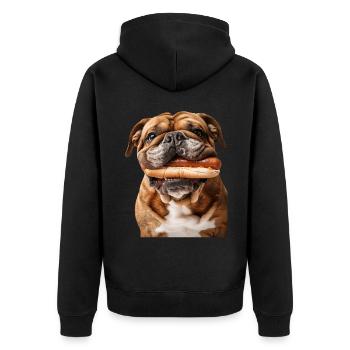 Bulldog - Unisex Premium Organic Zip Hoodie - black - Back - Nico (187cm)