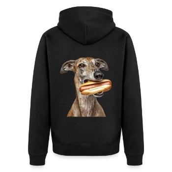 Windhund - Unisex Premium Bio Zip Hoodie - Schwarz - Hinten - Nico (187cm)