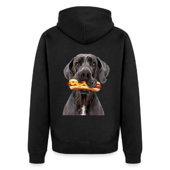 Deutsche Dogge - Unisex Premium Bio Zip Hoodie - Schwarz - Hinten - Nico (187cm)