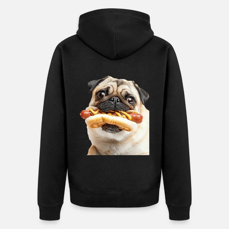 Mops - Unisex Premium Bio Zip Hoodie - Schwarz