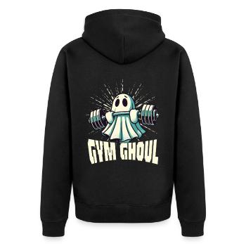 Gym Ghoul Creepy Fitness Ghost - Unisex Premium Organic Zip Hoodie - black - Back - Nico (187cm)