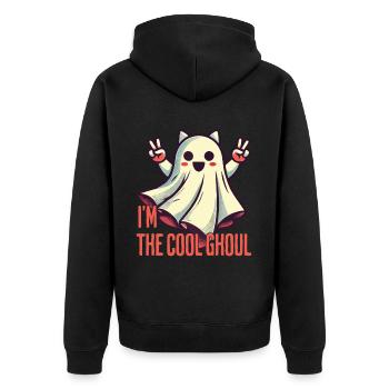 I'm The Cool Ghost Halloween Fun - Unisex Premium Organic Zip Hoodie - black - Back - Nico (187cm)