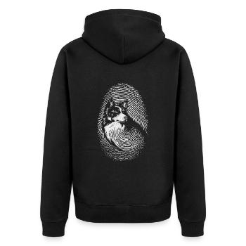 Border Collie Fingerabdruck Design Kreativ Border - Unisex Premium Bio Zip Hoodie - Schwarz - Hinten - Nico (187cm)