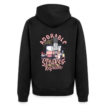 ASMR Whisper Adorable Strokes Makeup Refresh - Unisex Premium Organic Zip Hoodie - black - Back - Nico (187cm)