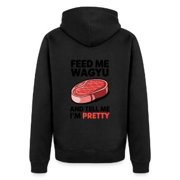 Wagyu Steak - Unisex Premium Organic Zip Hoodie - black - Back - Nico (187cm)