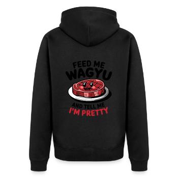 Wagyu Steak - Unisex Premium Organic Zip Hoodie - black - Back - Nico (187cm)