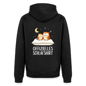 Offizielles Schlafshirt Eulen Eule Paar - Unisex Premium Bio Zip Hoodie - Schwarz - Hinten - Nico (187cm)