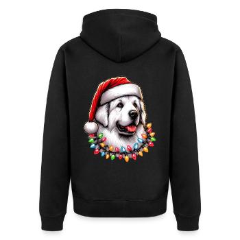 Chien des Pyrénées Chapeau de Père Noël - Veste à capuche bio Premium Unisexe - noir - Dos - Nico (187cm)