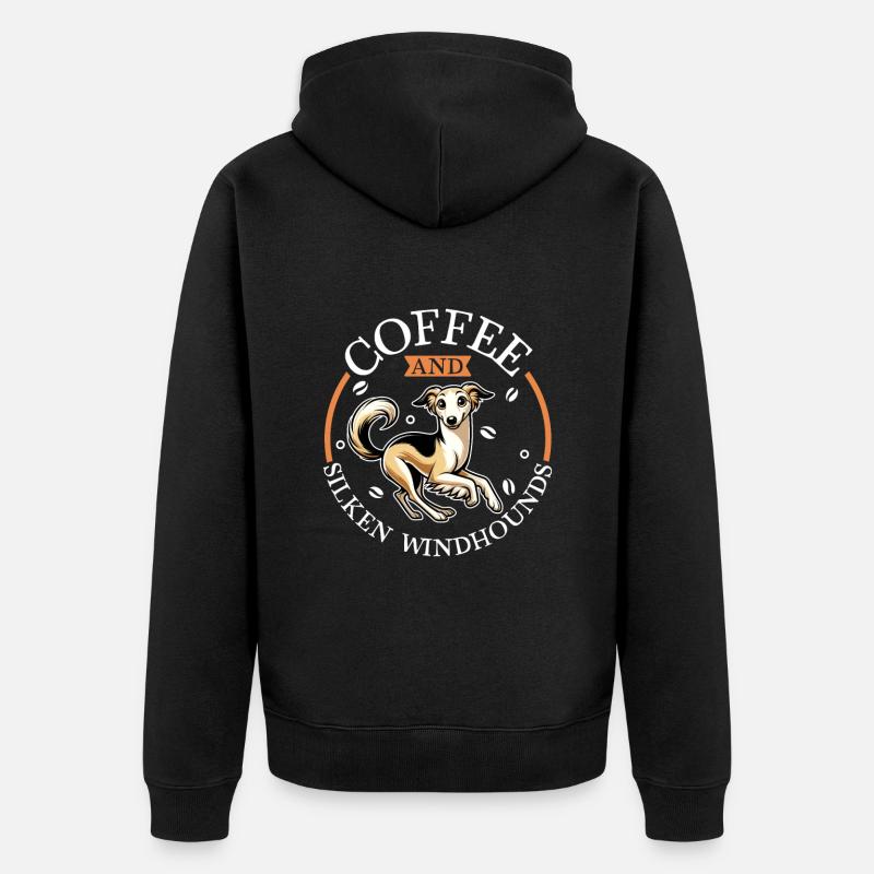 Café et lévrier soyeux - Veste à capuche bio Premium Unisexe - noir