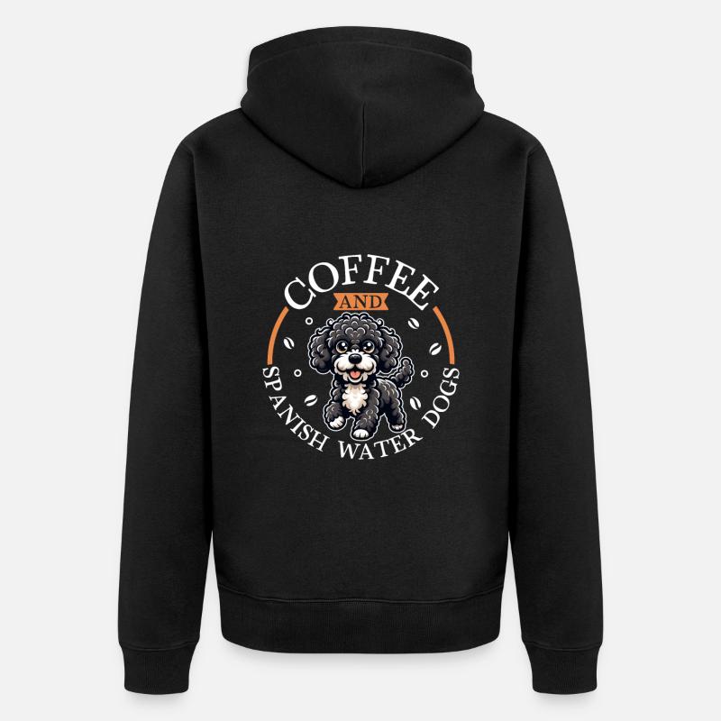 Kaffee und Spanischer Wasserhund - Unisex Premium Bio Zip Hoodie - Schwarz