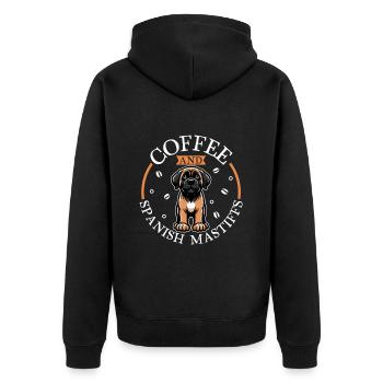 Kaffee und Mastín Español - Unisex Premium Bio Zip Hoodie - Schwarz - Hinten - Nico (187cm)