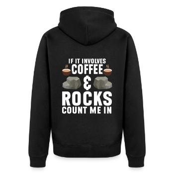 Rock Collector Geology Geologist - Unisex Premium Bio Zip Hoodie - Schwarz - Hinten - Nico (187cm)