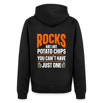 Rock Collector Geology Geologist - Unisex Premium Bio Zip Hoodie - Schwarz - Hinten - Nico (187cm)