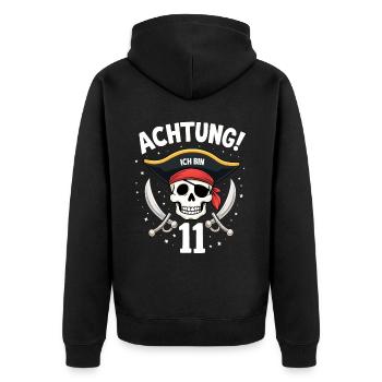 11ème anniversaire Pirate Cadeau Garçons Garçons - Veste à capuche bio Premium Unisexe - noir - Dos - Nico (187cm)