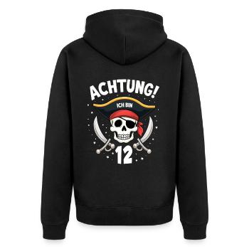 12th Birthday Pirate Gift Boys Boys - Unisex Premium Organic Zip Hoodie - black - Back - Nico (187cm)