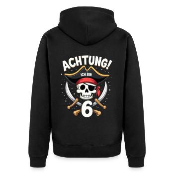 6th Birthday Pirate Gift Boys Boys - Unisex Premium Organic Zip Hoodie - black - Back - Nico (187cm)