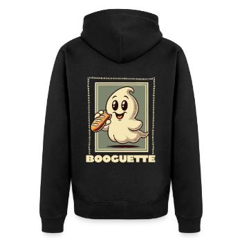 Gespenst Baguette Liebhaber Boogette - Unisex Premium Bio Zip Hoodie - Schwarz - Hinten - Nico (187cm)