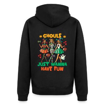Ghouls Just want to Have Fun Halloween Fun - Unisex Premium Organic Zip Hoodie - black - Back - Nico (187cm)