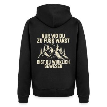 Berge Natur Bergsteigen Alpen Klettern Wandern - Unisex Premium Bio Zip Hoodie - Schwarz - Hinten - Nico (187cm)
