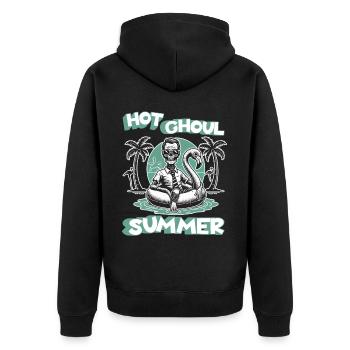 Heiße Ghoul Sommer Vibes Für Dich - Unisex Premium Bio Zip Hoodie - Schwarz - Hinten - Nico (187cm)