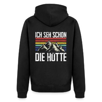 Berge Natur Bergsteigen Alpen Klettern Wandern - Unisex Premium Bio Zip Hoodie - Schwarz - Hinten - Nico (187cm)