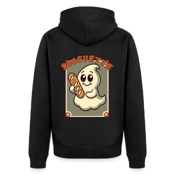 Ghost with baguette for Booguette fans - Unisex Premium Organic Zip Hoodie - black - Back - Nico (187cm)