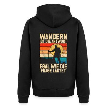 Berge Natur Bergsteigen Alpen Klettern Wandern - Unisex Premium Bio Zip Hoodie - Schwarz - Hinten - Nico (187cm)
