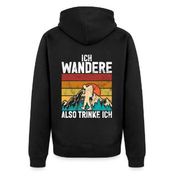 Berge Natur Bergsteigen Alpen Klettern Wandern - Unisex Premium Bio Zip Hoodie - Schwarz - Hinten - Nico (187cm)