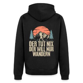 Berge Natur Bergsteigen Alpen Klettern Wandern - Unisex Premium Bio Zip Hoodie - Schwarz - Hinten - Nico (187cm)