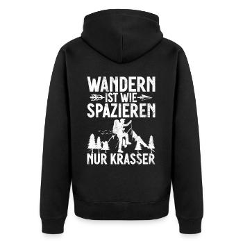 Berge Natur Bergsteigen Alpen Klettern Wandern - Unisex Premium Bio Zip Hoodie - Schwarz - Hinten - Nico (187cm)