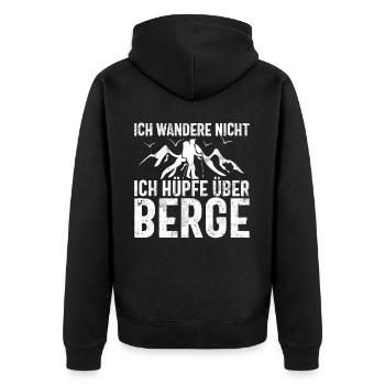 Berge Natur Bergsteigen Alpen Klettern Wandern - Unisex Premium Bio Zip Hoodie - Schwarz - Hinten - Nico (187cm)