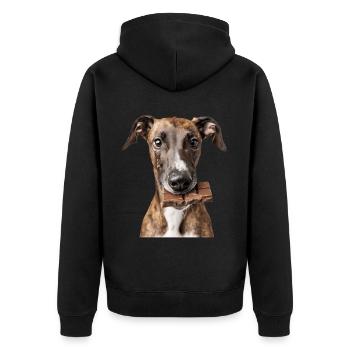 Windhund - Unisex Premium Bio Zip Hoodie - Schwarz - Hinten - Nico (187cm)