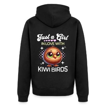 Kiwi Bird Girl Kiwi Bird - Unisex Premium Organic Zip Hoodie - black - Back - Nico (187cm)