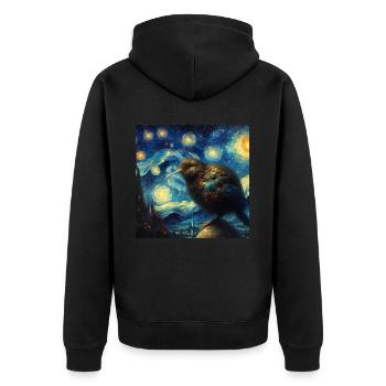 Kiwi Bird Starry Night - Unisex Premium Organic Zip Hoodie - black - Back - Nico (187cm)