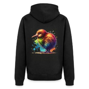 Kiwi Bird - Unisex Premium Organic Zip Hoodie - black - Back - Nico (187cm)