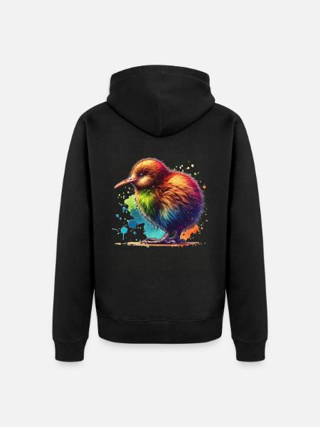 Kiwi Bird - Unisex Premium Organic Zip Hoodie - black