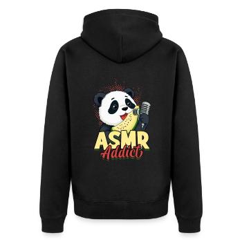 ASMR Addict - Unisex Premium Organic Zip Hoodie - black - Back - Nico (187cm)