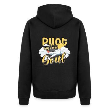 Erster Alleinflug Pilot - Unisex Premium Bio Zip Hoodie - Schwarz - Hinten - Nico (187cm)