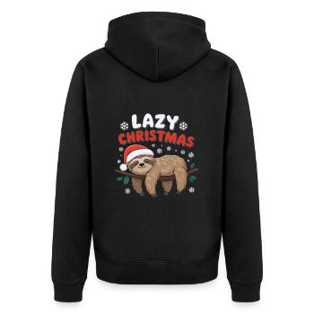 Entspannter Faultier Weihnachten Stimmung - Unisex Premium Bio Zip Hoodie - Schwarz - Hinten - Nico (187cm)